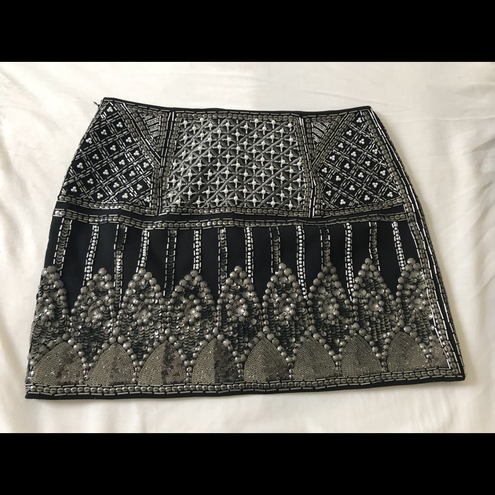 Club Monaco Black and Silver Mini Skirt